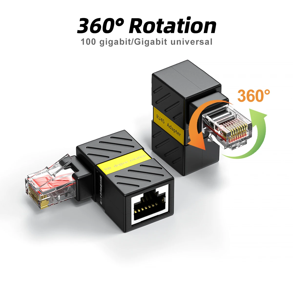 360 Rotatable Network Plug RJ45 Gigabit Adapter 90 Degrees Right Angle Elbow Universal Connector Male to Female Converter rj45