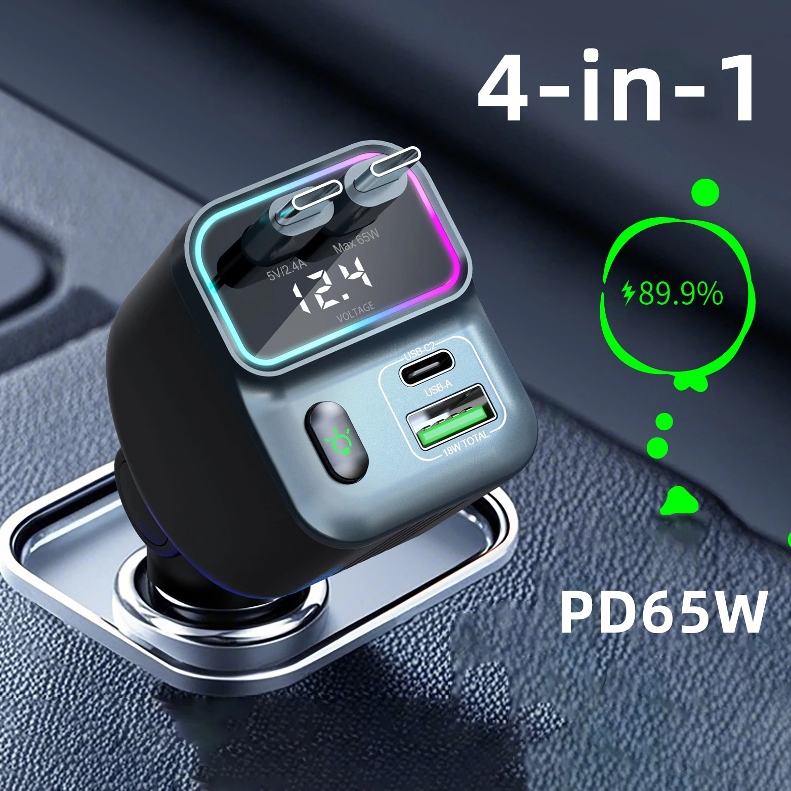 �y�Z�[�����z�X�P�[���u���ȎԂ̏[�d�� 72W �i�[���P�[�u���� Type-C �A�_�v�^�[�ƌ݊����̂��� PD65W USB �|�[�g������� 4in1 �}���[�d�Ԃ̏[�d��