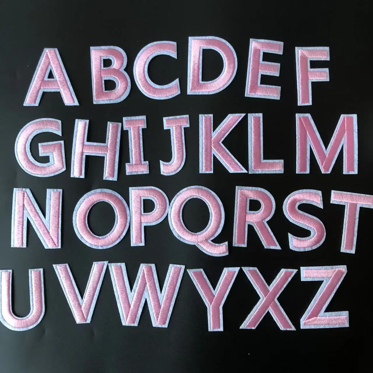 1Pcs Pink Letters Sew On Patch Alphabet Embroidered Applique iron on Name Letters Patches