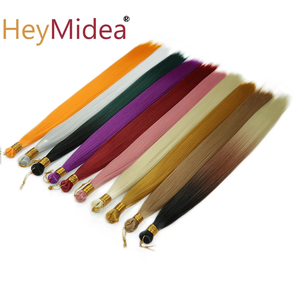 Paquetes de cola de caballo lacia de 22-28 pulgadas para crochet, sedoso y colorido, sintético ombre para mujer 6