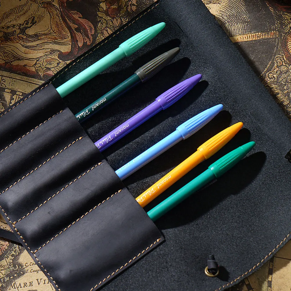 

Pen Pouch Handmade Genuine Case Holder for Fountain Pens Pencil Bag Office College Accessories Retro Design