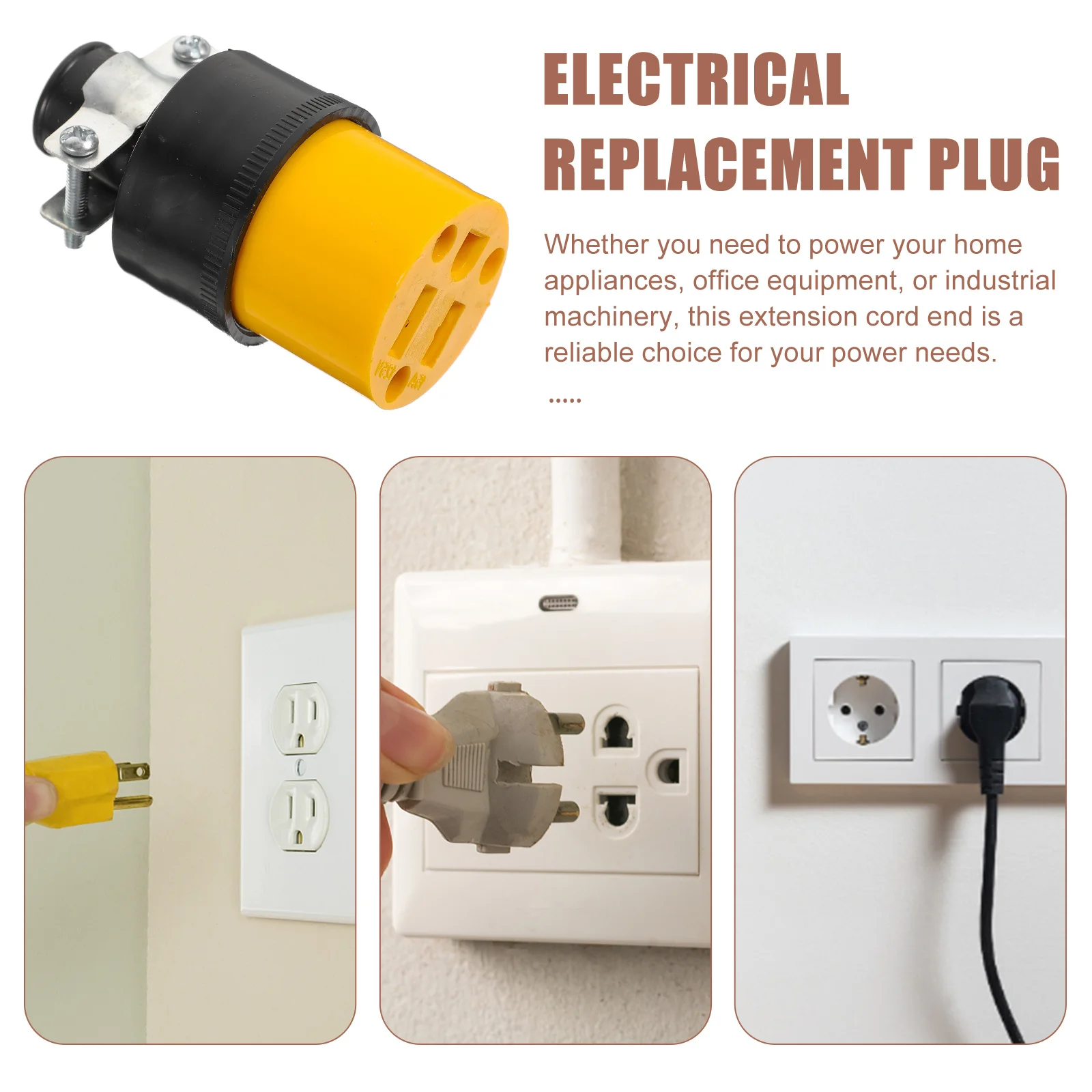 

2Pcs Extension Cord End Female 3-Prong Electrical Replacement Connector Repair Kit for Heavy Duty Power Extension Cord Ends