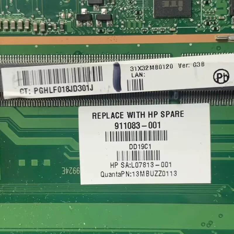 911083 -001 911083 -601 L07813-001 สําหรับ HP 15-BL W/SR2ZV I7-7500U CPU DA0X32MBAG1 แล็ปท็อป N16S-GTR-S-A2 940MX 100% ทดสอบ