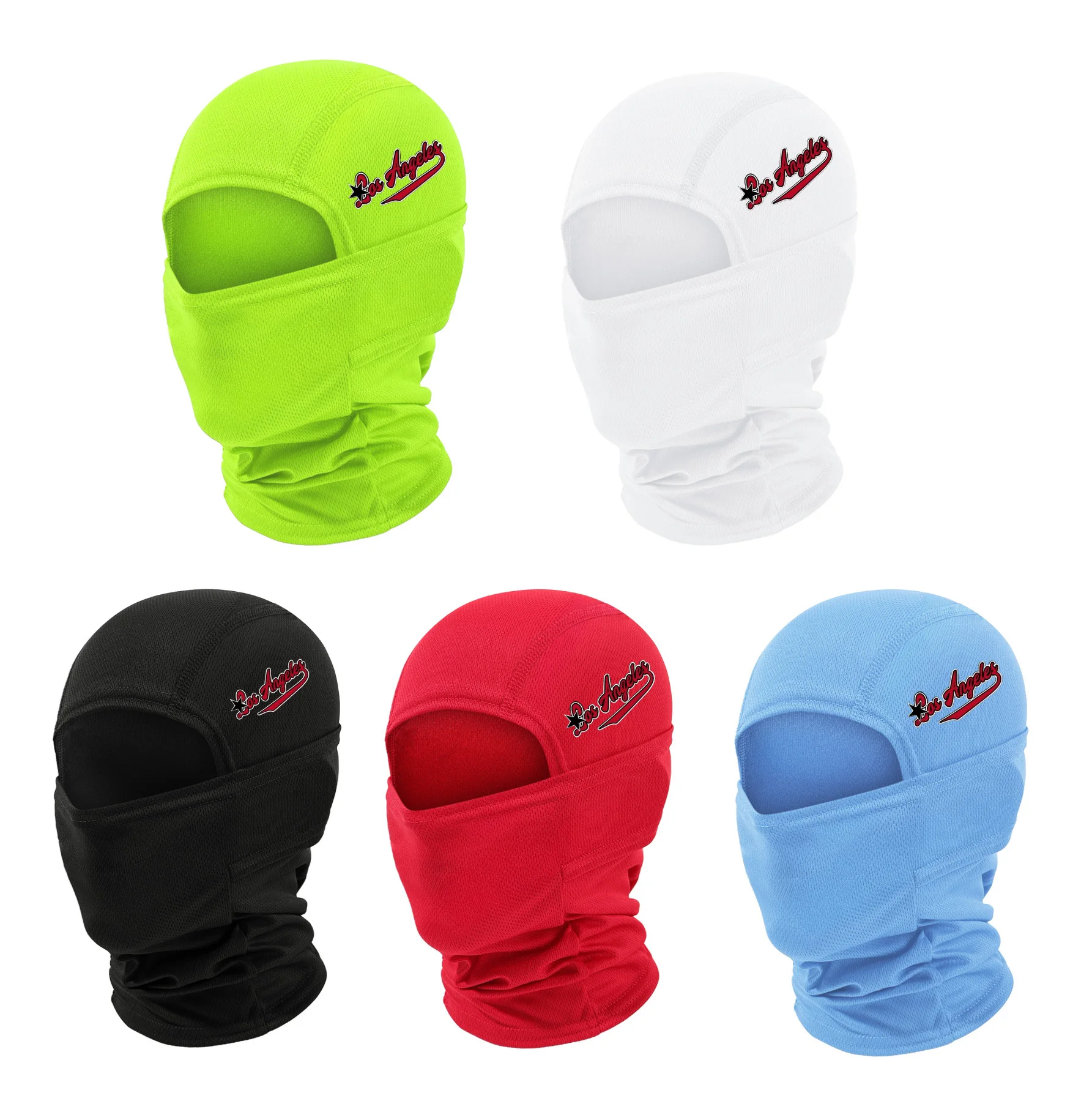 1/5PC West Coast Y2K Balaclava, Los Angeles Script Print, Lightweight Face Cover for Rave & Skate