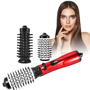 Image Hot Air Brush Design 3-In-1 Rotating Electric Hair Straightener Curling Comb Roller One-Step Electric Ion Hair Brush