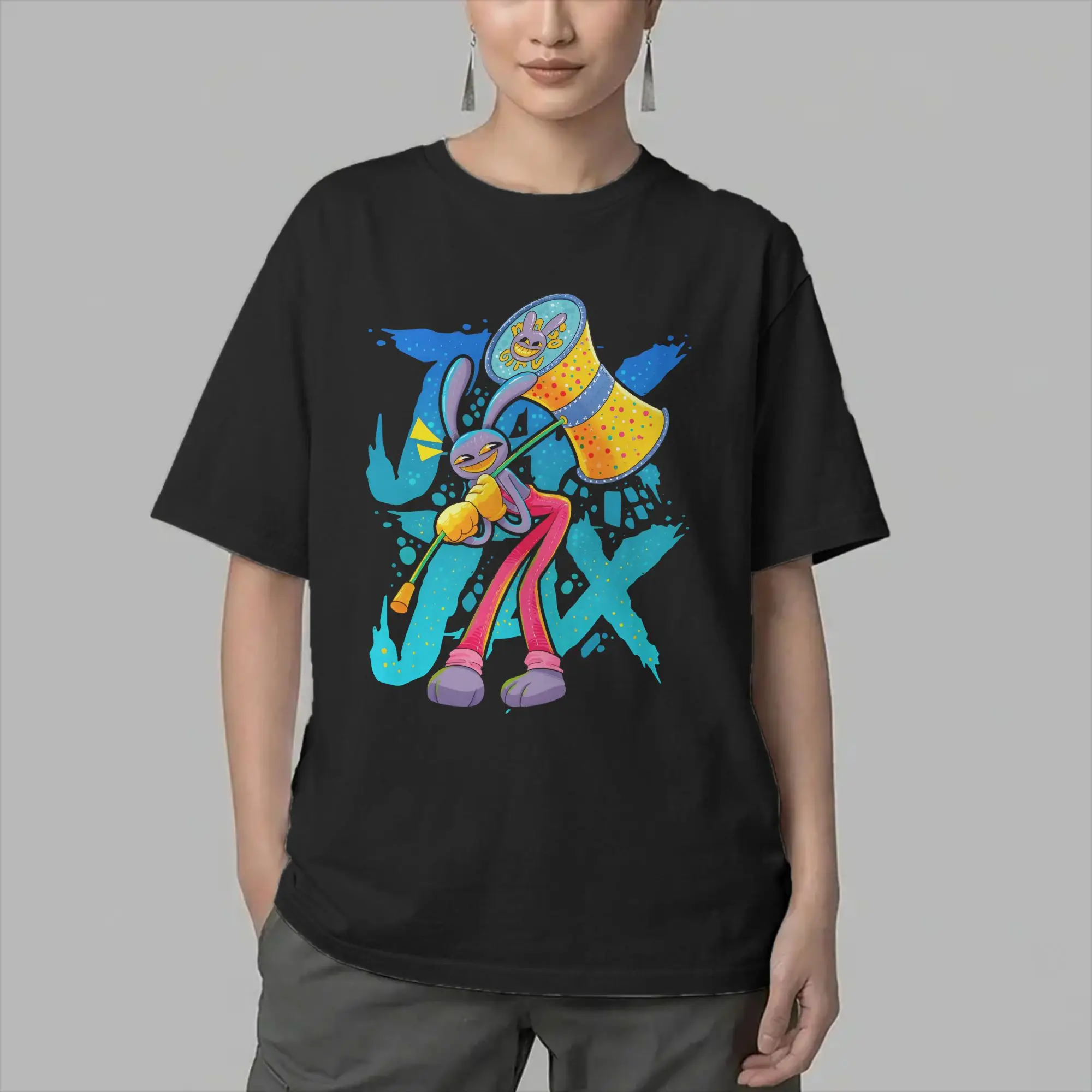 Men's Jax Cartoon Digitals Circus T Shirt  Cotton Tops Crazy Short Sleeve Crewneck Tees Plus Size T-Shirt