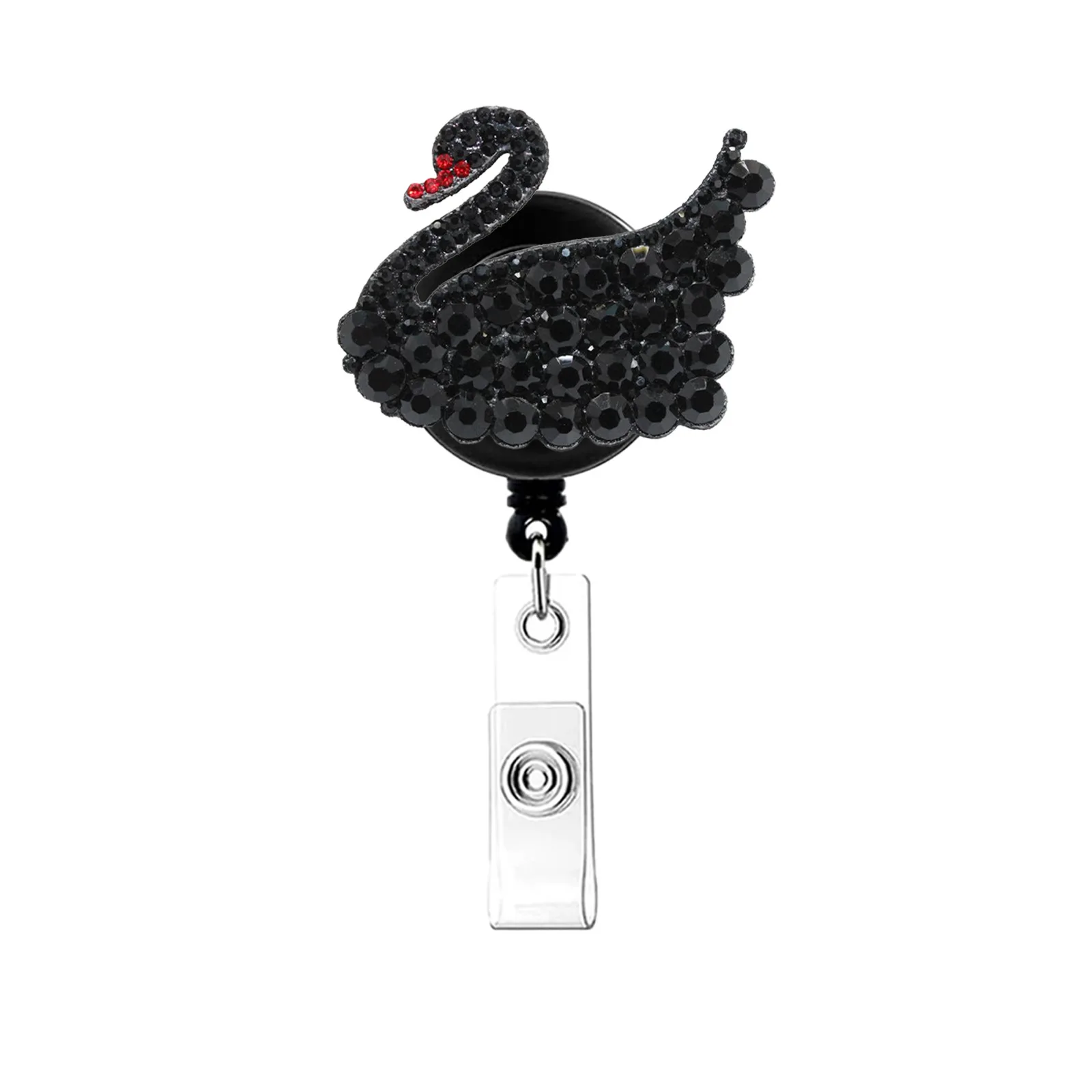 

Swan Badge Holder Convenient Retractable Id Card Holder Transparent Badge Reel Compact Crystal Badge Reel For Nurses School