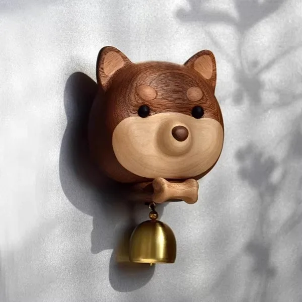 

Колокольчик для щенка из цельного дерева, дофамин, колокольчик, дверной звонок, исцеляющий подвесной орнамент для прихожей, небольшой декор для входа, идеальный подарок на новоселье