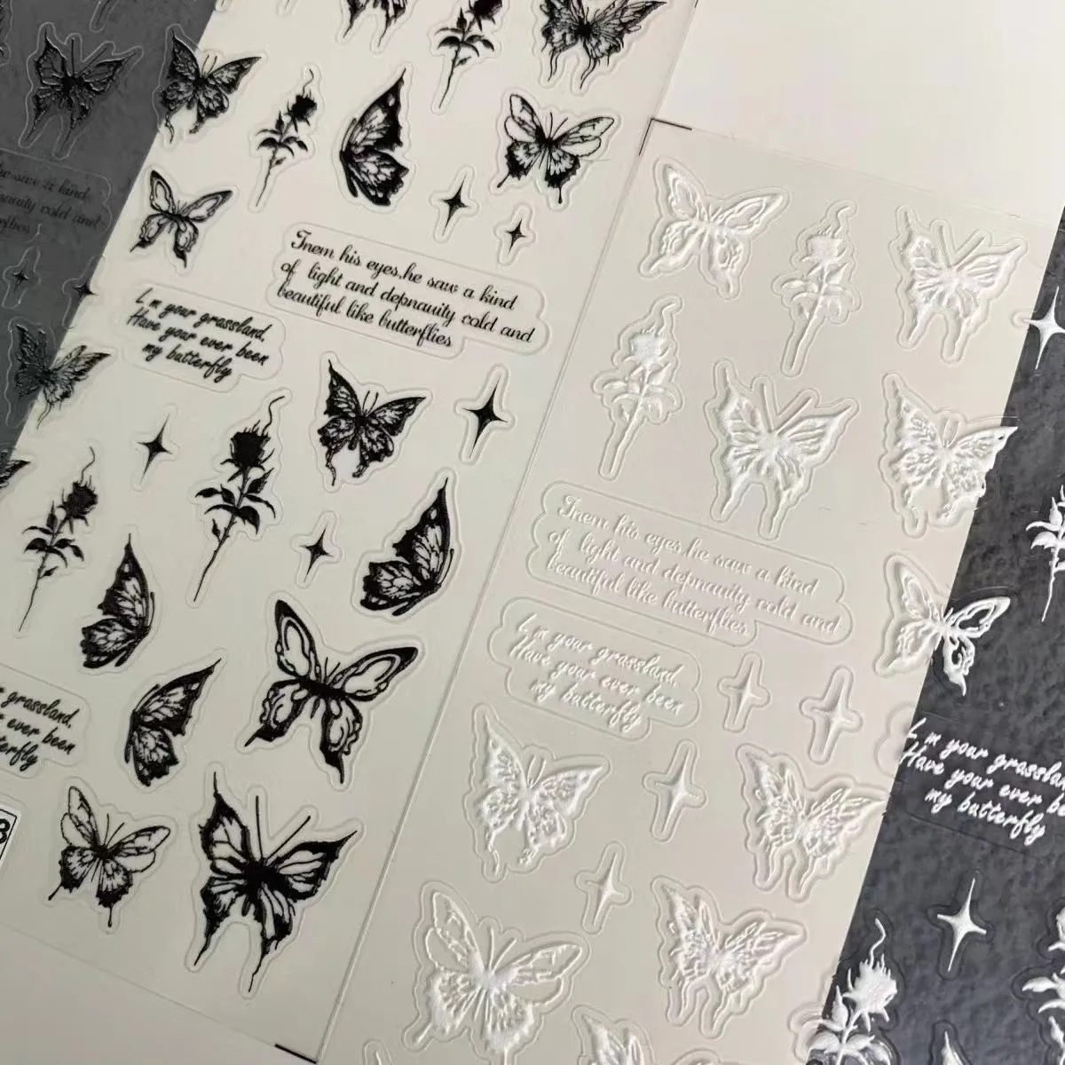 3D Relief Star Butterfly Nail Stickers Liquid Hollow Black White Self Adhesive Decals for Manicure DIY Hot Selling