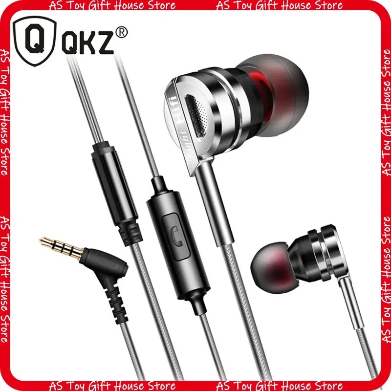 QKZ DM9 Tragbare kabelgebundene In-Ear-Kopfhörer aus Metall, HiFi-Stereo-Sound mit starkem Bass und Mikrofon für Smartphones, Musik, Gaming, Geschenk