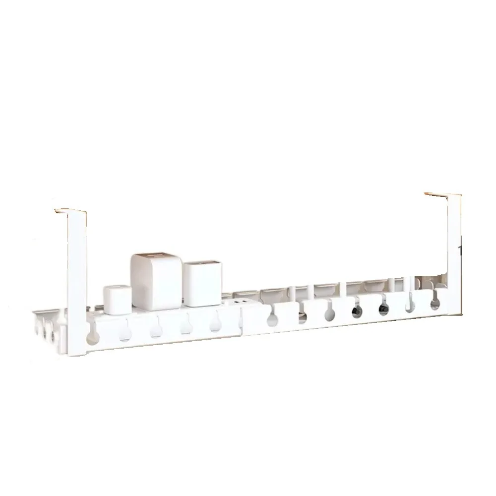 

Extendable Under Desk Cable Management Tray Sturdy Space Saving Cord Hider Raceway Wire Organizer Adjustable Clamps Cable Tray
