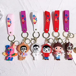 Disney Anime Movie Coco Silicone Keychains Cartoon Figure Toy Pendant Keyring Jewelry Keyholder for Car Key Bag Accessories Gift