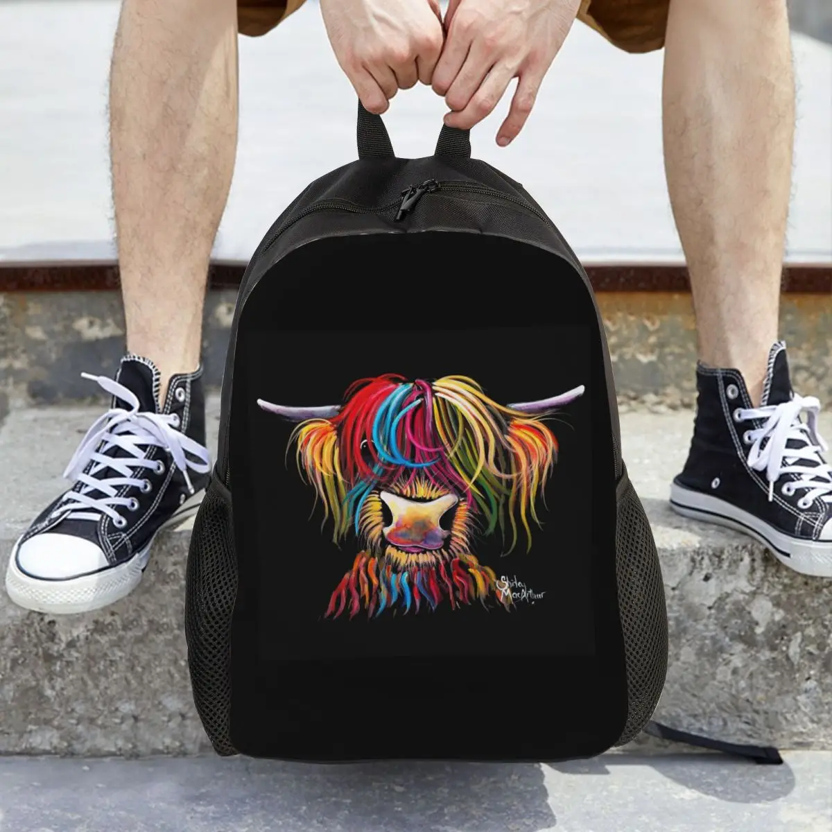 Scottish Highland Cows Backpack Hot Sale Daypack Large Capacity Children BookBag School Bag Shoulder Bags for Men Women