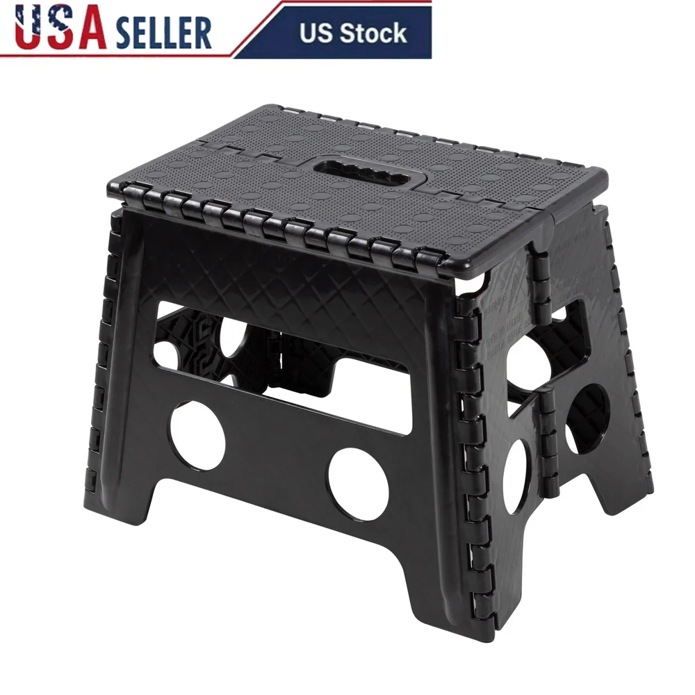 

Folding Step Stool High Shelves Compact Plastic Lightweight Portable Easy Storage Supports 300lbs Ideal Kitchen Pantry Bathroom