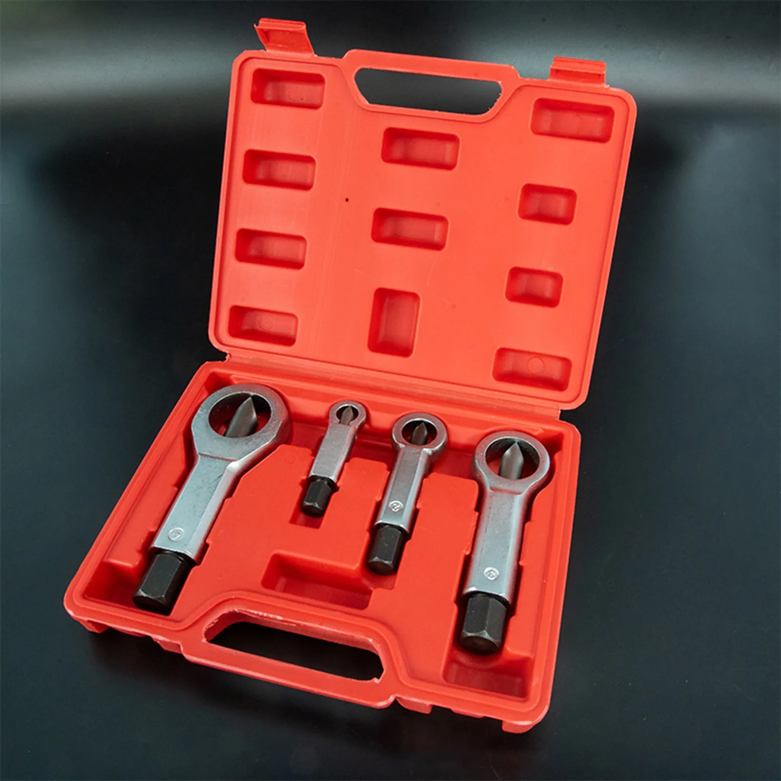 Heavy Duty Rusty Screw Extractor Stuck Nut Remover Kit 1-4 Sizes Professional Bolt Removal Tool with AntiSlip Grip