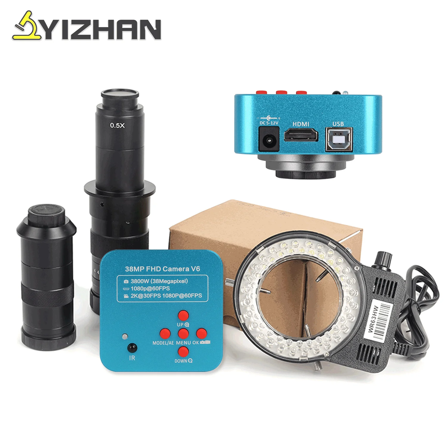 YIZHAN 2K HDMI USB Digital Industrial Video Microscope Camera 38MP And Adjustable Magnification 130X 180X For Image Acquisition