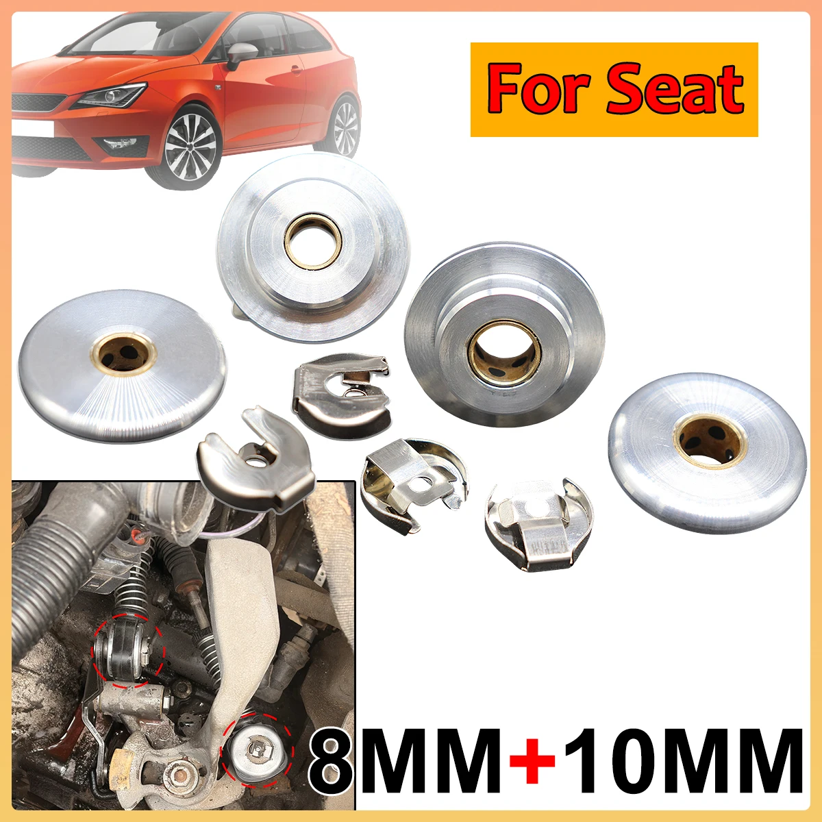 

8MM 10MM Manual Gear Shift Cable Linkage Rod Shifter Pivot Bushing W/Lock Washer Clip For SEAT Arosa 6H Ibiza 6L 6J Leon 1M 1P