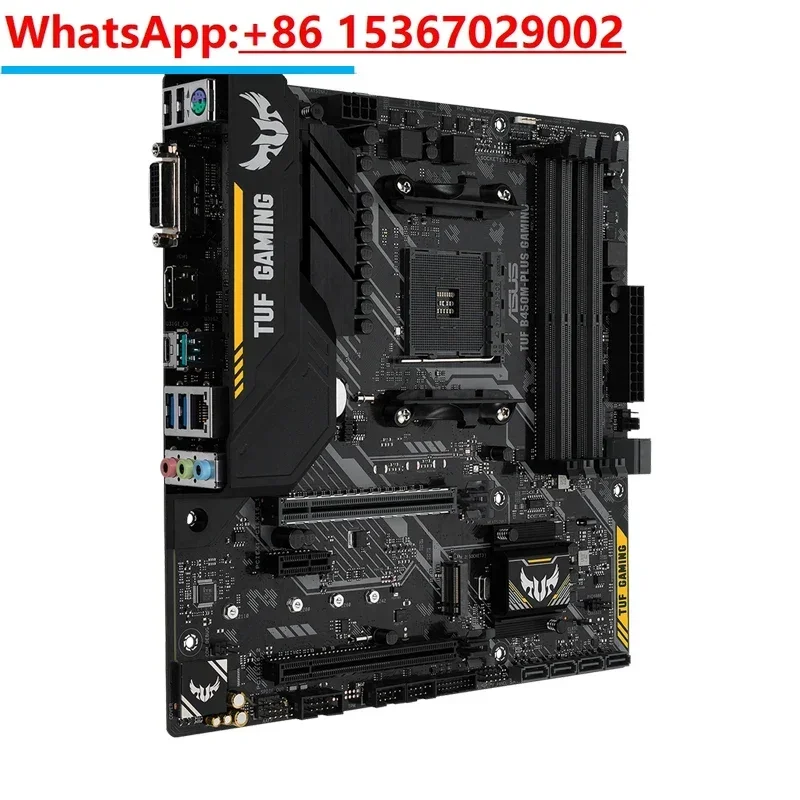 TUF B450M-PLUS GAMING AMD B450 mATX gaming motherboard with Aura Sync RGB LED lighting, DDR4 3466MHz support, 32Gbps M.2