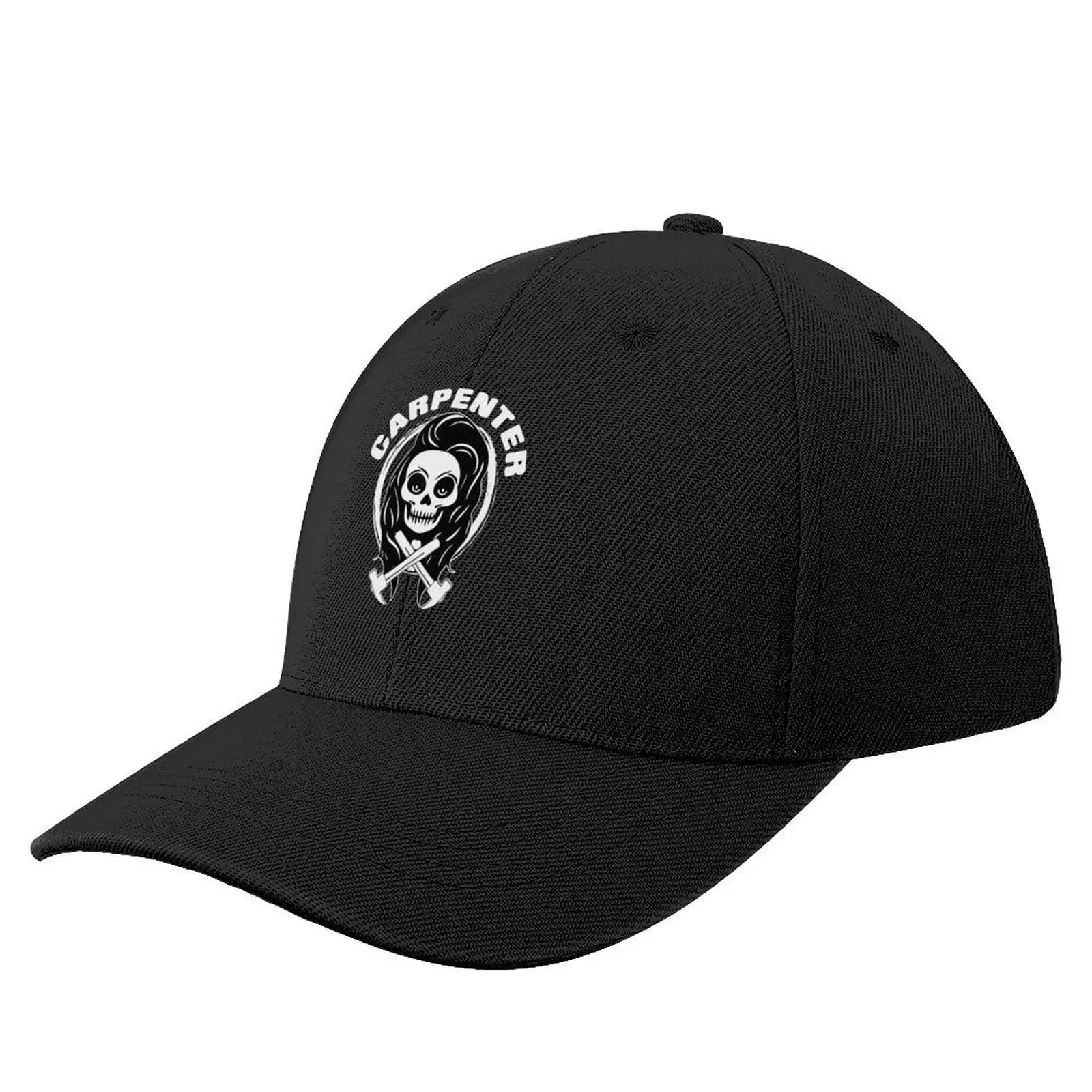 Female Carpenter Skull and Hammers Crossed Tools White Logo Baseball Cap Beach Bobble Hat Men's Baseball Women's