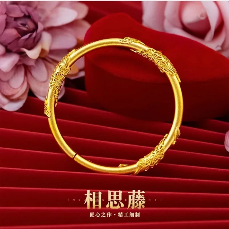 

Charm Pandora AU750 Gold Acacia Vine 999 Bracelet Fashion Open Bracelet for Girlfriend Holiday Gift Joyria Women