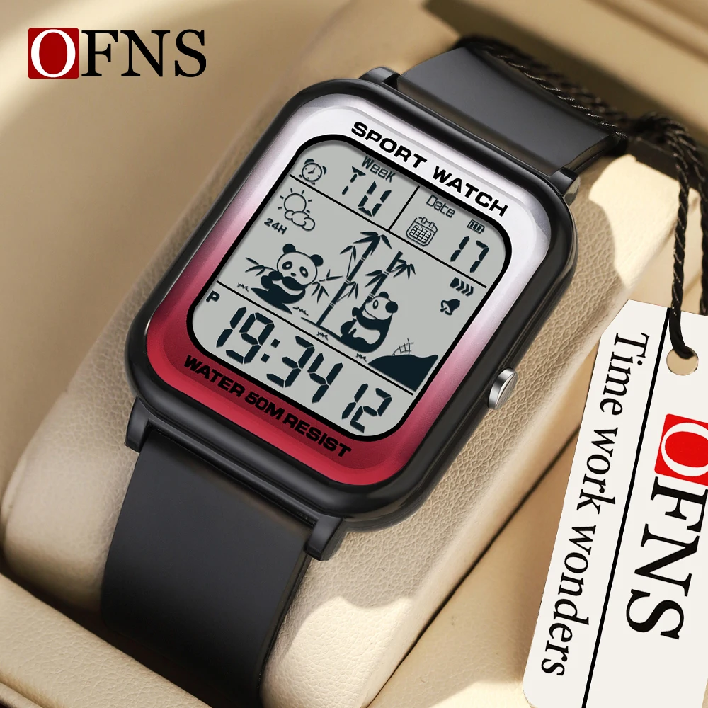 

OFNS brand's top new 6120 soft TPU strap rectangular dial digital movement 2024 new chronograph men's electronic watch