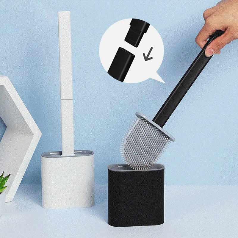 Toilet Brush with Holder Black Wall-mounted Detachable Handle Bathroom Cleaner Durable WC Accessorie Toilet Brush Cleaning Tooll