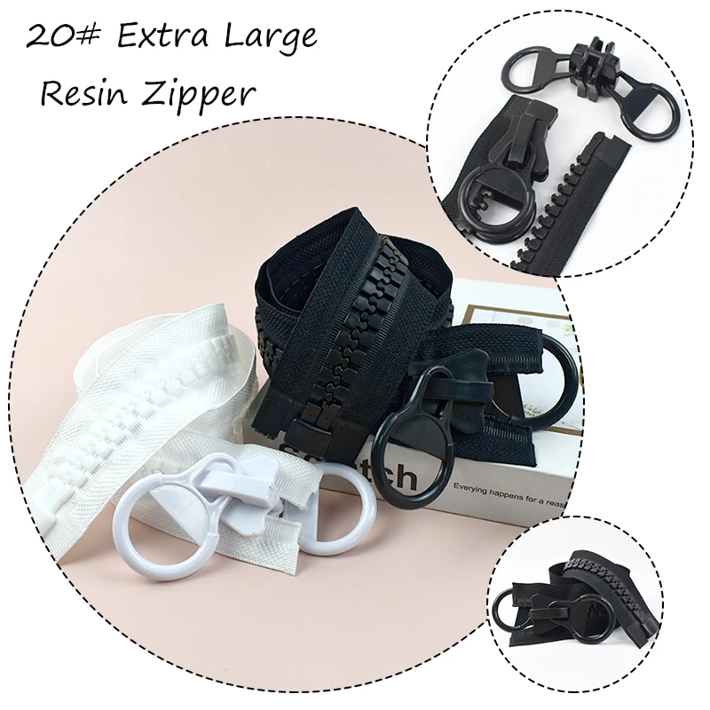 

Meetee 20# Oversize Resin Zipper 60-300cm Open-end Zippers Double-sided Zips Tent Closure Zip Repair Kit DIY Sewing Accessories
