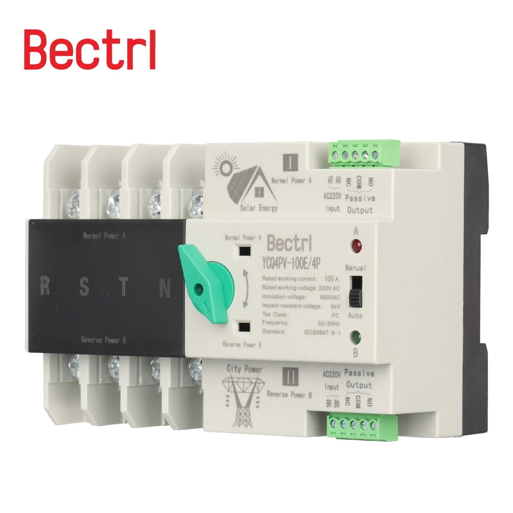 Imagem -03 - Dual Power Seletor de Transferência Automática Switches Ininterrupto Solar Fotovoltaica 2p Din Rail Ats pv Inversor 63a 100a