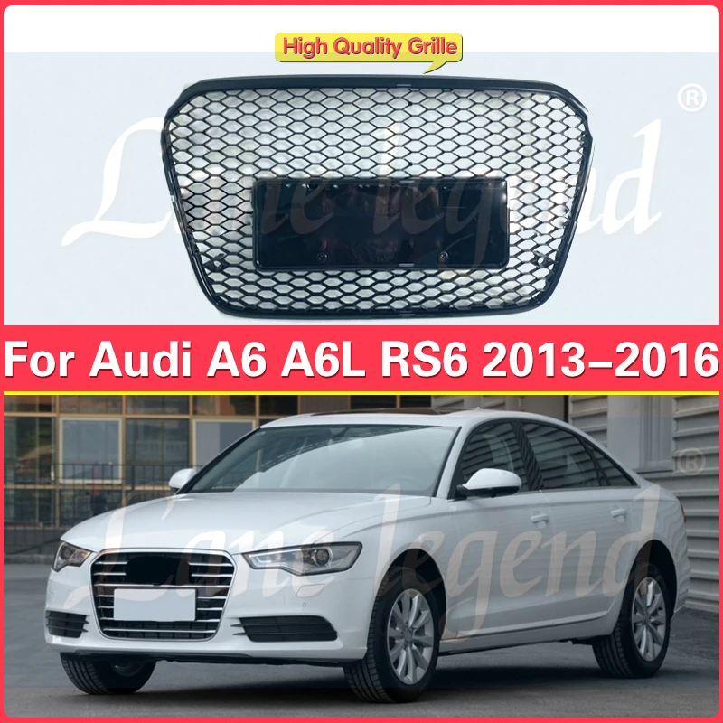 

Modified Auto Grille For RS6 Style Front Sport Hex Mesh Honeycomb Hood Grill for Audi A6L/A6 2013 2014 2015 2016