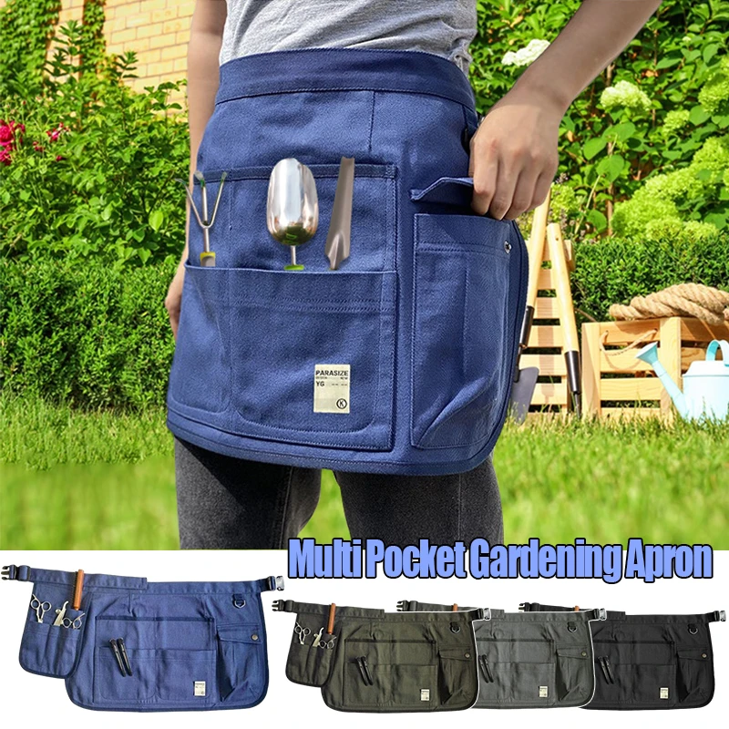 Multi-pocket Half Waist Apron Garden Tool Belt Gardening Apron  Utility Belt For Hairdresser Home Woodworking Short Aprons