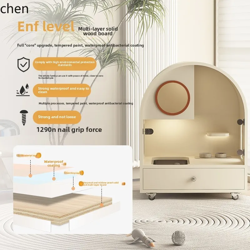 LXC armadietto per gatti termostatico per villa per gatti con WC integrato sistema di aria fresca gabbia per uso domestico nido per gatti