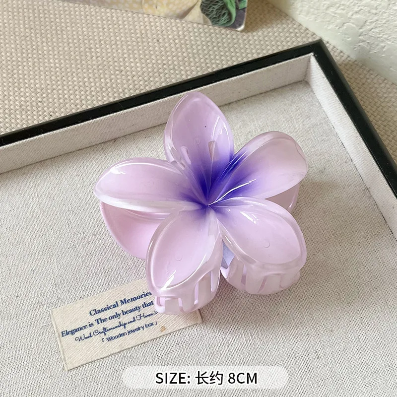 8cm Artificial Purple Lotus Flower Candy Color Hair Clip Transparent Egg Flower Hairpin Bath Clip Hair Accessories Women Grip