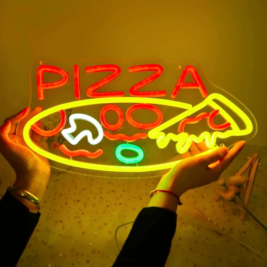Planzo PIZZA Insegna al neon per ristorante Caffetteria Bar Pub Busin Store Pubblicità Vetrina LED Pizza Sign Cucina B