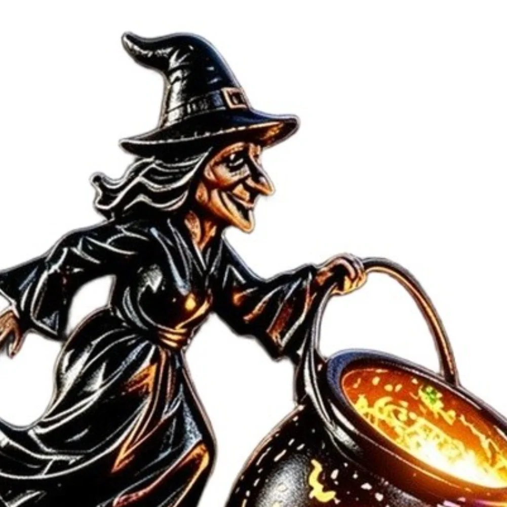 Halloween Garden Light Featuring Witch Hat Cauldron and Color Shifting LED Effects for Outdoor Seasonal Display