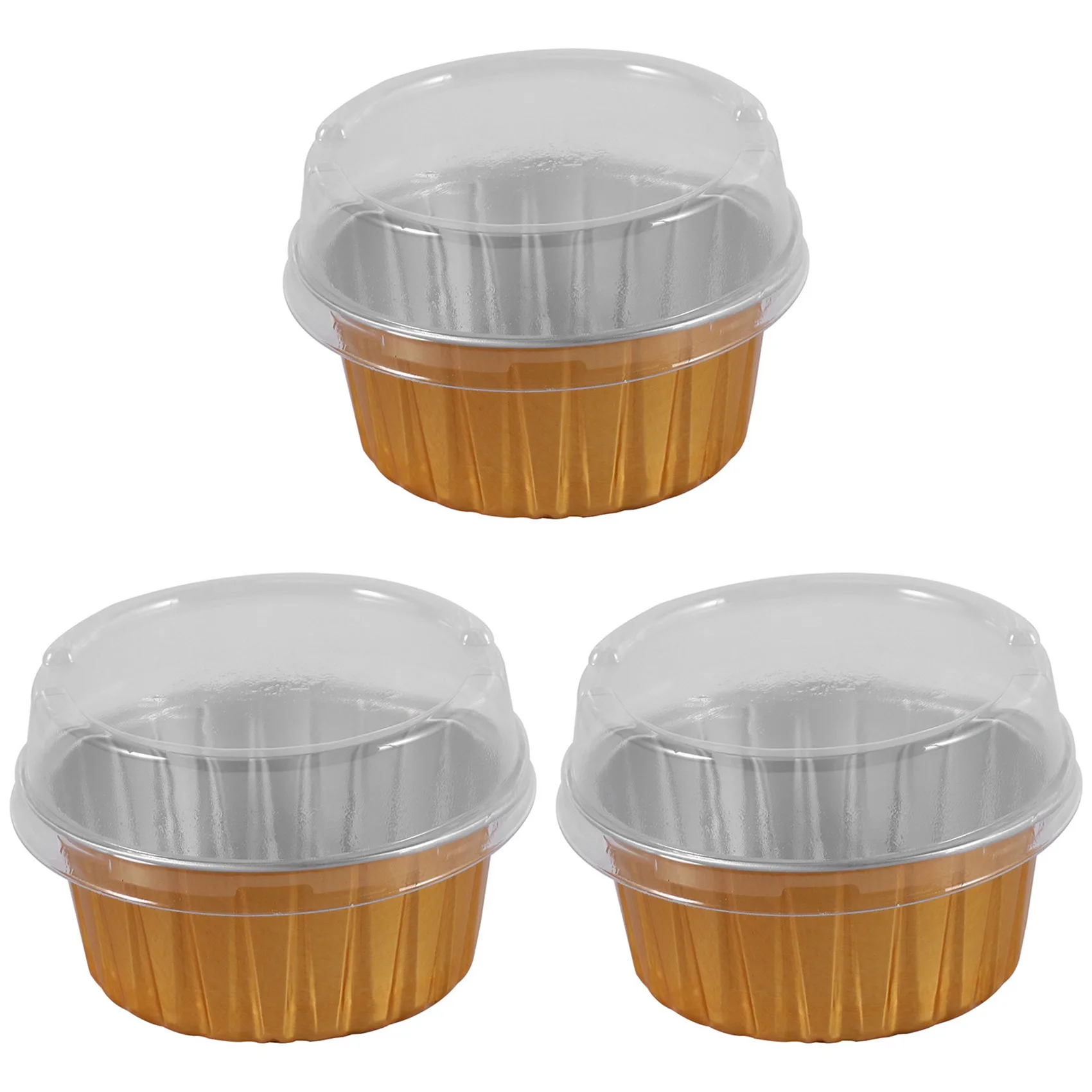 The New 300Pcs Disposable Aluminum Foil Baking Cups Creme Brulee Dessert Oval Shape Cupcake Cups with Lids Cake Egg Tools