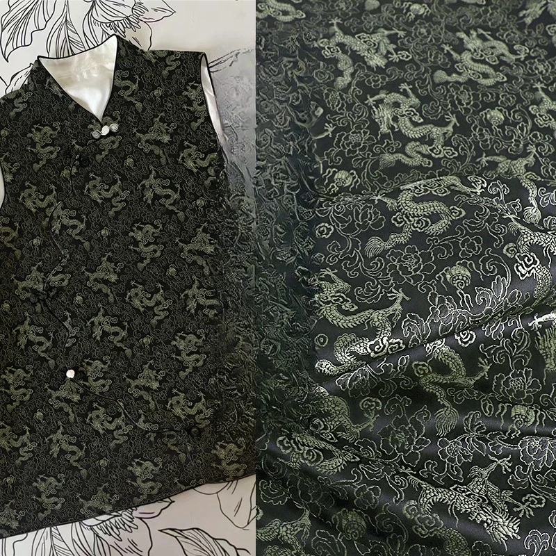 

Dragon Jacquard Song Brocade Satin Fabric New Chinese Style Traditional Hanfu Designer Clothing Material Sewing Accessories