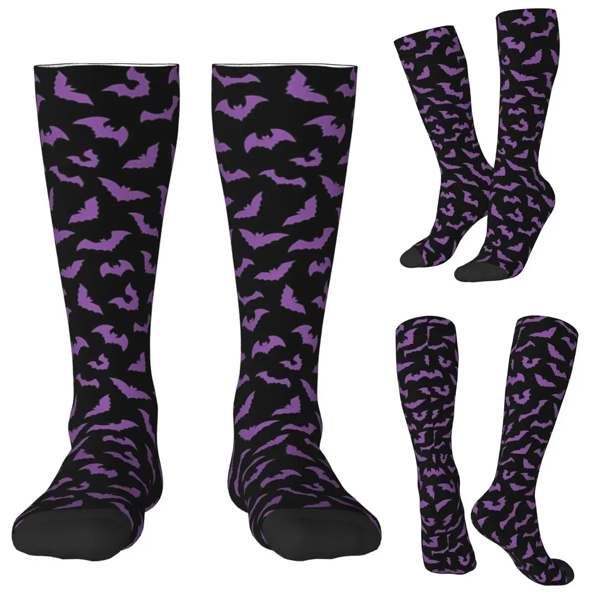 

Purple Bats Pastel Goth Candy Punk Socks Harajuku Stockings All Season Long Socks Accessories for Man Woman Christmas Gifts