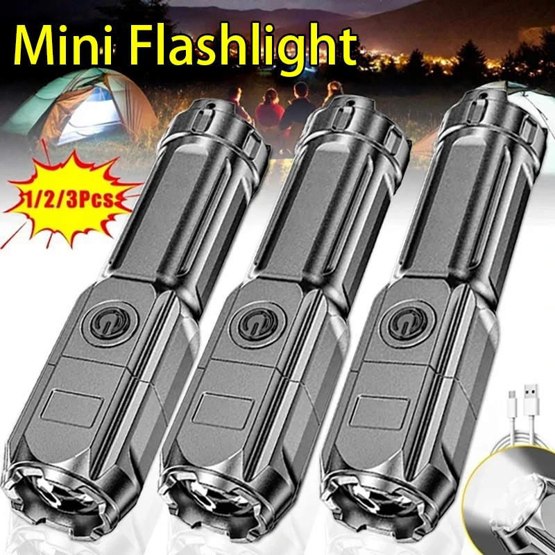 Powerful LED Flashlight 1000 Lumen Tactical Flashlights USB Rechargeable 18650 Battery Waterproof Zoom Fishing Hunting LED Torch