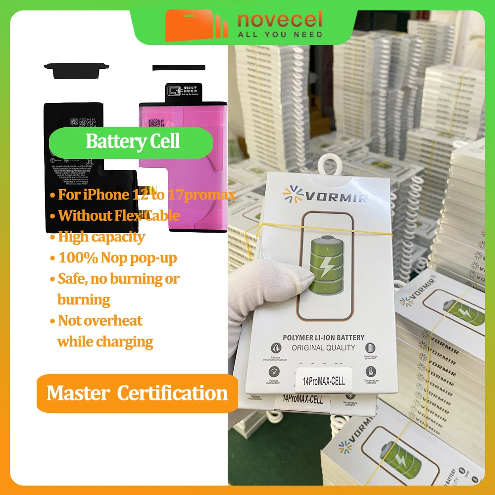 2pcs High Capacity Battery Cell Without Flex Cable For iPhone 17 16E 15plus 14ProMax 13 12 11 Pro 12mini Battery Cell Part Only