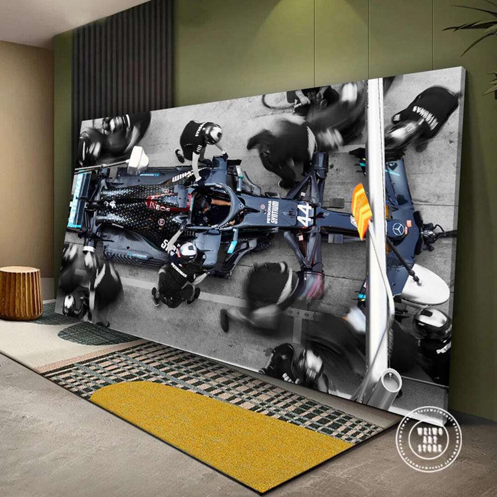 Плакат-«Формула-1»-для-mercedes-amg-«Питстоп-f1»-Картина-на-холсте-современные-гоночные-автомобили-настенные-художественные-принты-картина-для-украшения-гостиной