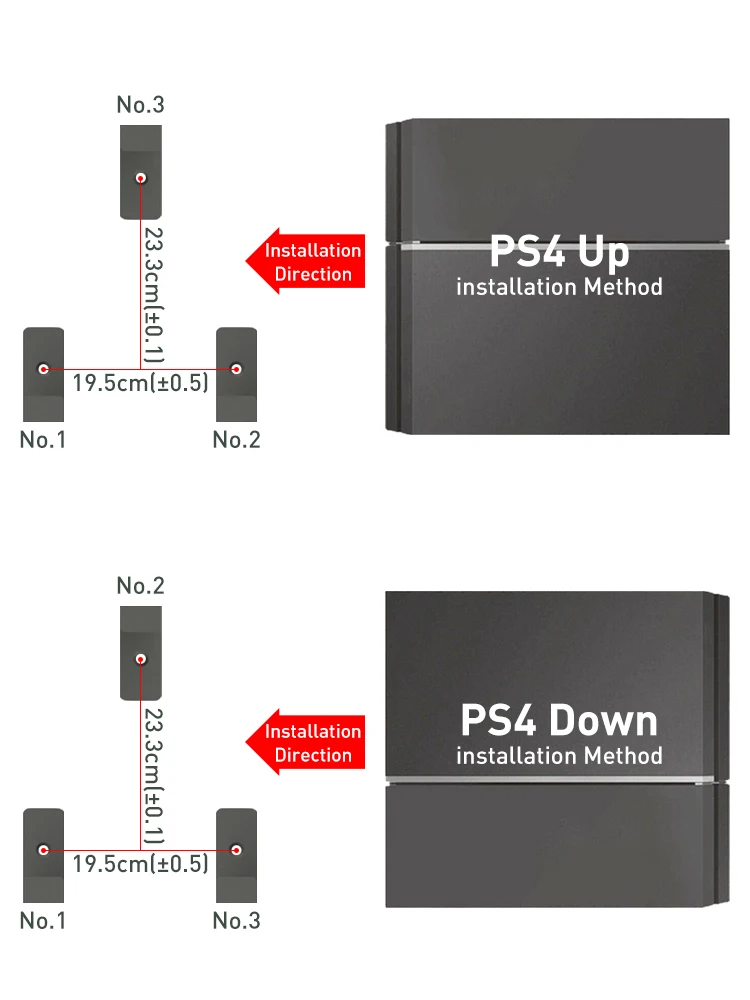 DATA FROG 3-teilige Wandhalterung Aufbewahrungsständer für PS4 PS4 Slim PS4 Pro Spielkonsole Platzsparendes Gaming-Zubehör – Detail 5