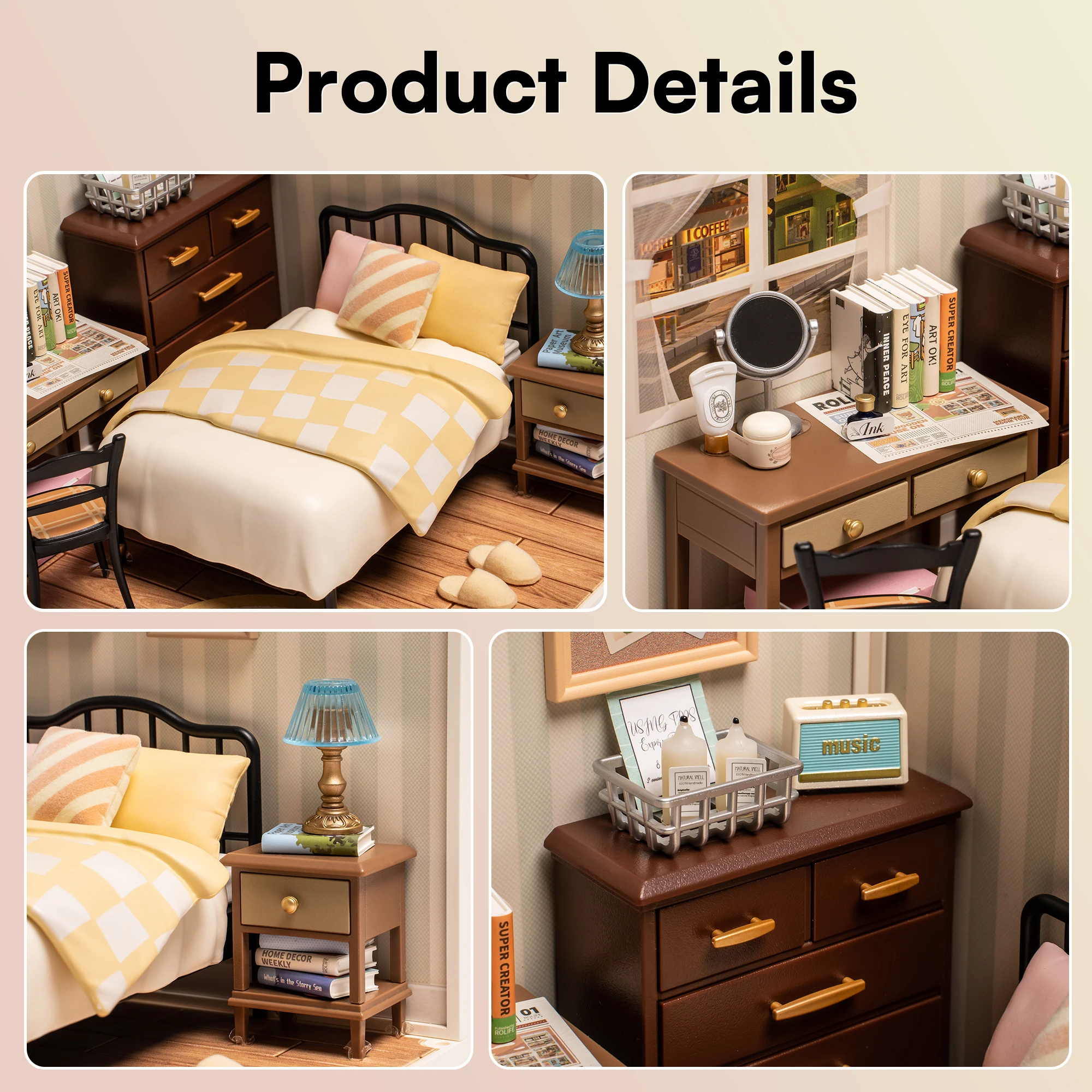 Op voorraad Robotime Rolife bouwsteensets 3D puzzel speelgoed Super Store Sweet Dream slaapkamer plastic DIY miniatuur huiskit