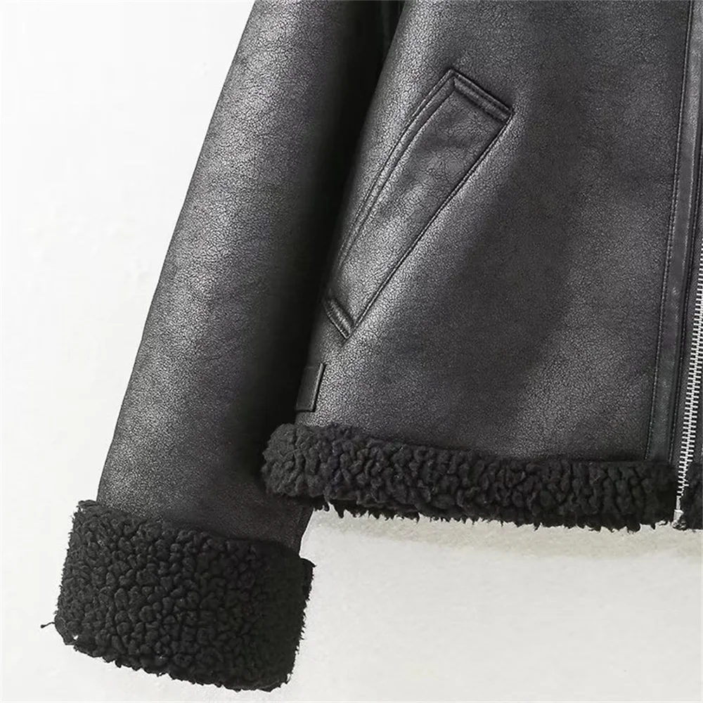 Damska kurtka z kołnierzem, długi rękaw, kieszeń na zamek błyskawiczny, dwustronna, w stylu motocyklowym, wiosenna, nowy model.