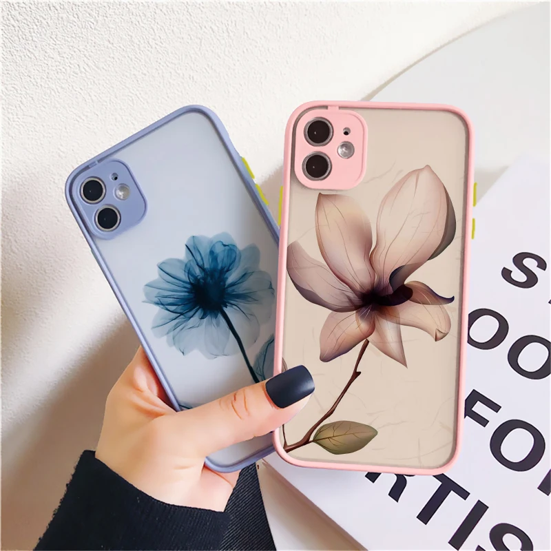 Luxury Vintage Rose Flower Phone Case for iPhone 17 16 PRO MAX Plus X XR XS 12 13 14 11 15 Pro Max Black Back Shockproof Covers