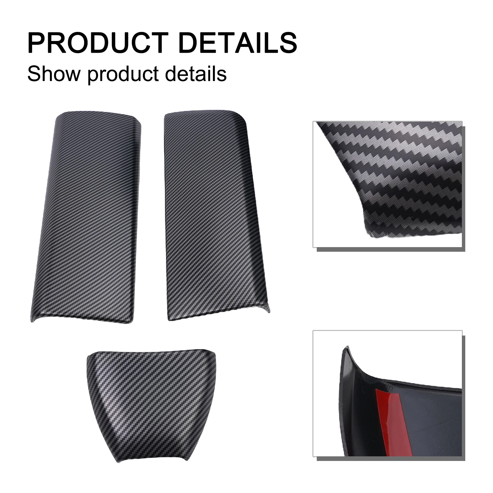 3Pcs/Set Car Armrest Box Cover Carbon Fiber Sticker For Mercedes-Benz For GLE GLS Class W166 GLE300 GLE320 GLE350 GLS320 GLS350