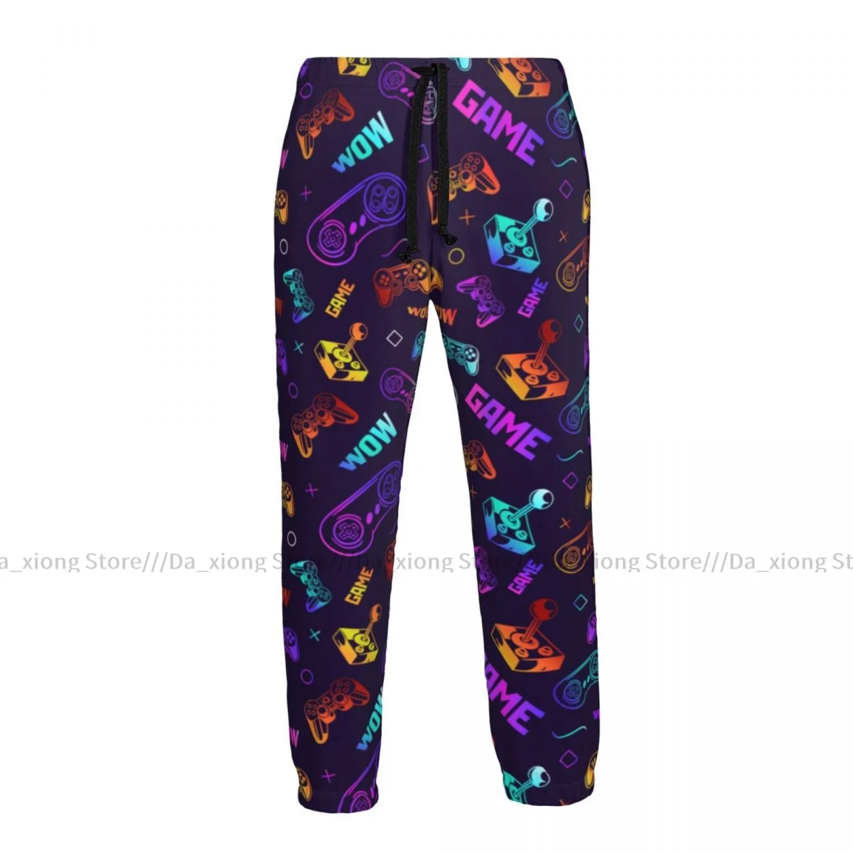 Men Jogging Pants Streetwear Loose Casual Trouser Neon Video Game Pattern Man Pants Sweatpants