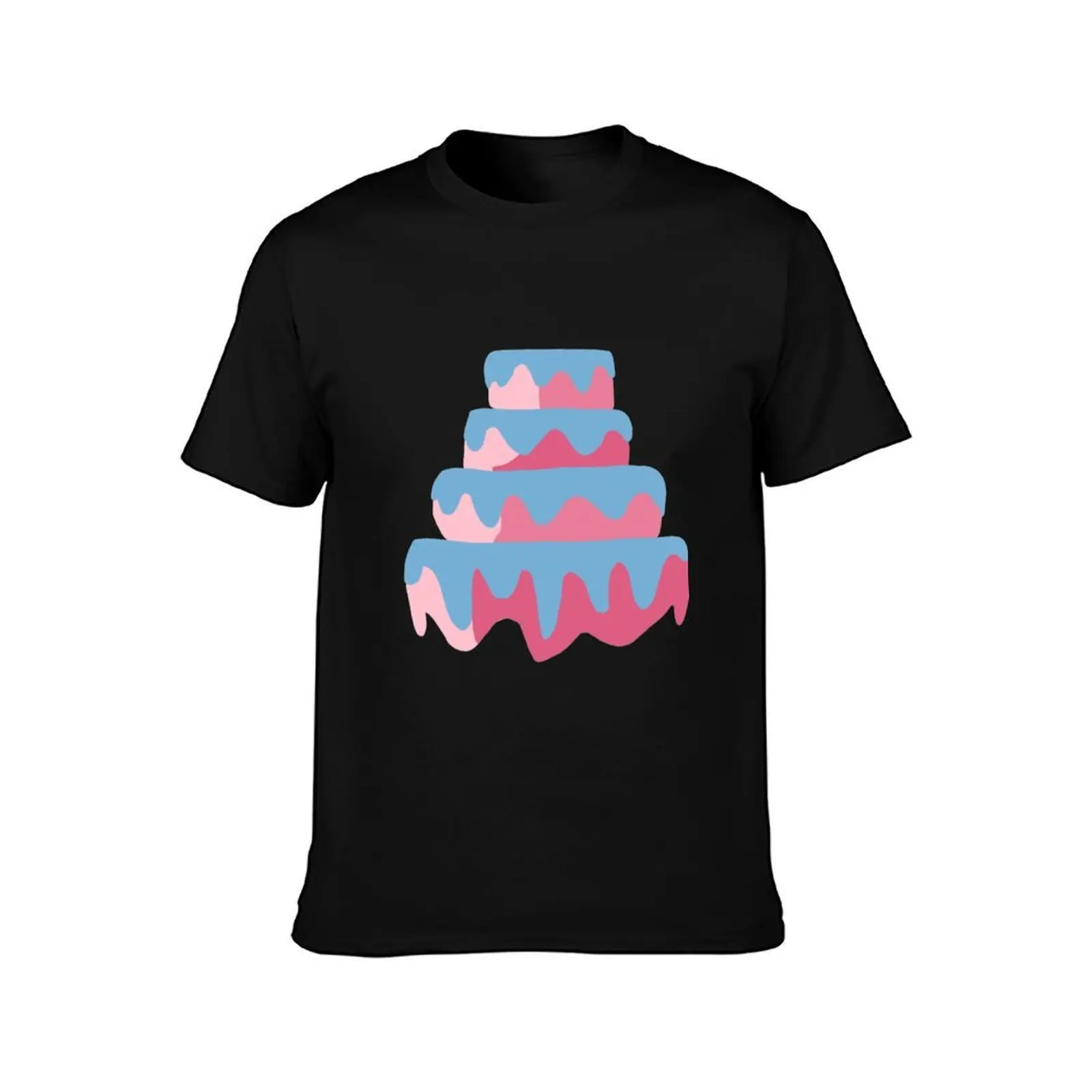 Dribbly strawberry cake with blue frosting T-Shirt, Summer Casual Cotton Tee, Oversized Streetwear Tops, Vintage Graphic Print