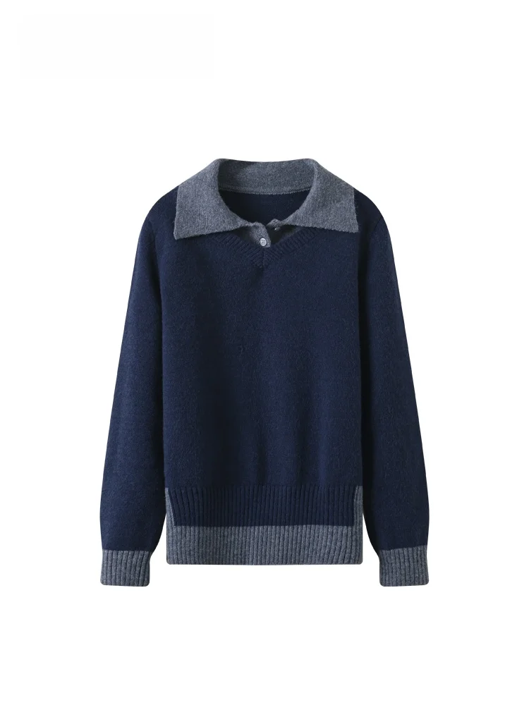 

Faionable Loose Long Sve Sweater for plus Size Women Winter New Sle Cara CLUB Big Size Fake Two-Piece Top Slimming Effect