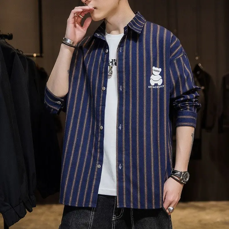 Long Sleeve Men\'s Shirt and Blouse Cargo Clothes with Pocket Plaid Male Top Luxury Button Aesthetic Sleeves Fashion 2024 Vintage