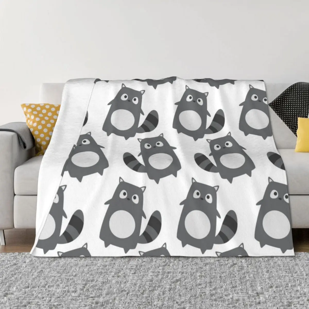 

Racoon Throw Blanket Fashion Sofas Soft Plush Plaid Warm for babies Blankets